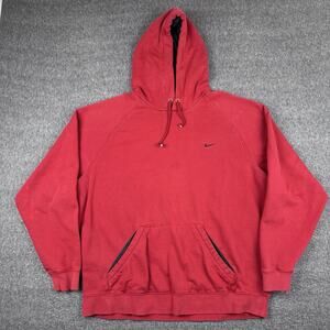 Nike Swoosh Hoodie Mens XL Red Embroidered‎ Logo Sweatshirt Pullover Y2K